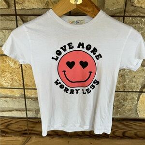 Girls size medium “love more worry less” t shirt